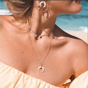 Purelei Paua Pink Necklace & Earrings Set 18K Rose Gold Plated